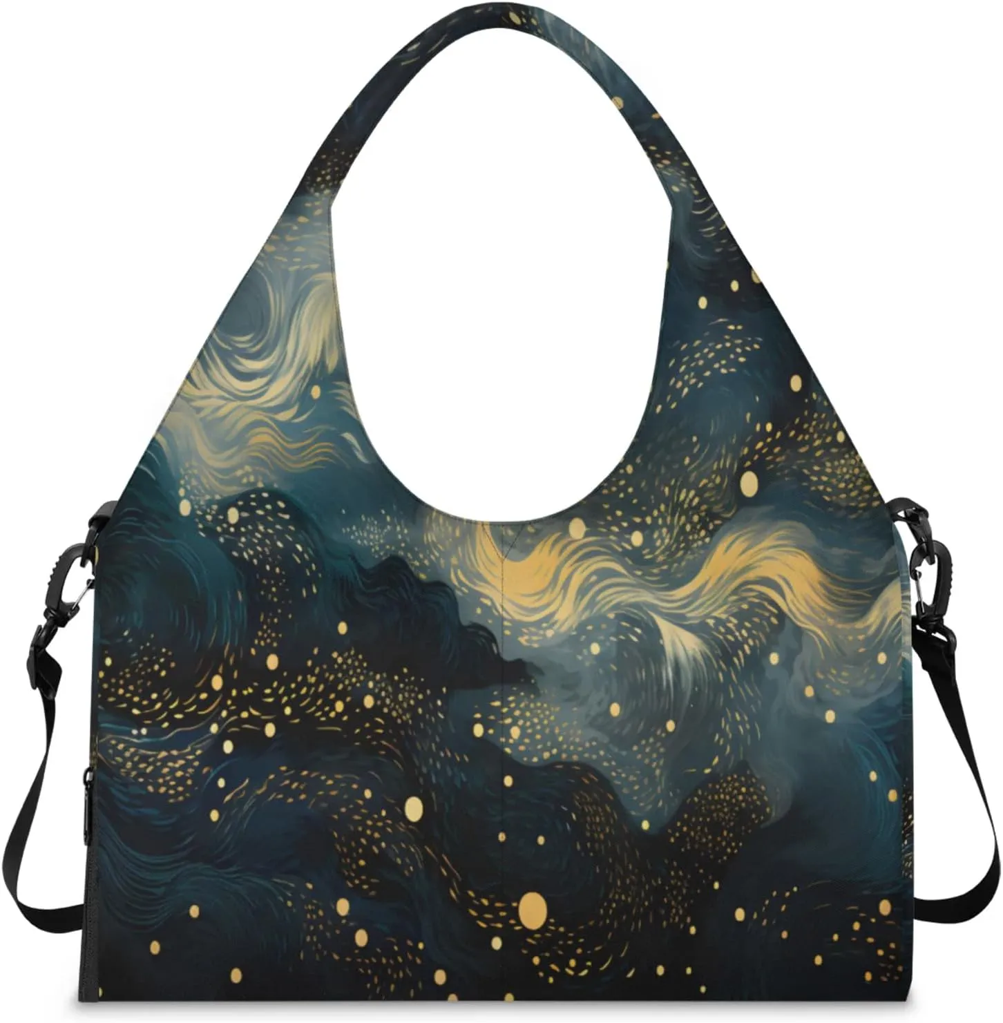 Flow Nebula Dream Waterproof Gym Bag for Men Women, Sports Duffel Bag with Shoe Compartment Yoga Mat Holder, Portable Large Travel Bag for Fitness, Camping, Weekend Trips