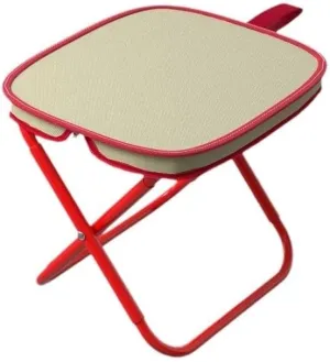 Folding Camping Stool with Pouch – Portable Pocket Seat for Outdoor, Fishing, Hiking – Oxford Cloth & Metal Frame – Red, 28×24×26cm
