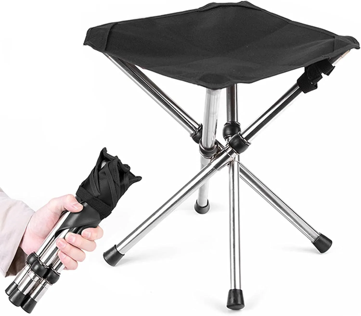 Folding Stool, 12.2inch 264lbs Heavy Loading Tripod Folding Stool, Wear-Resistant Camping Stool, Outdoor Folding Stool, Fishing Stool Camping Chair for Walking Hiking Travel