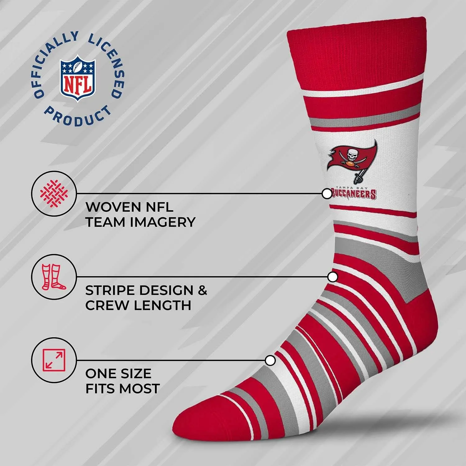 For Bare Feet NFL Adult Striped Dress Socks - Premium Quality - Machine Washable - Perfect for Game Day and Everyday Wear