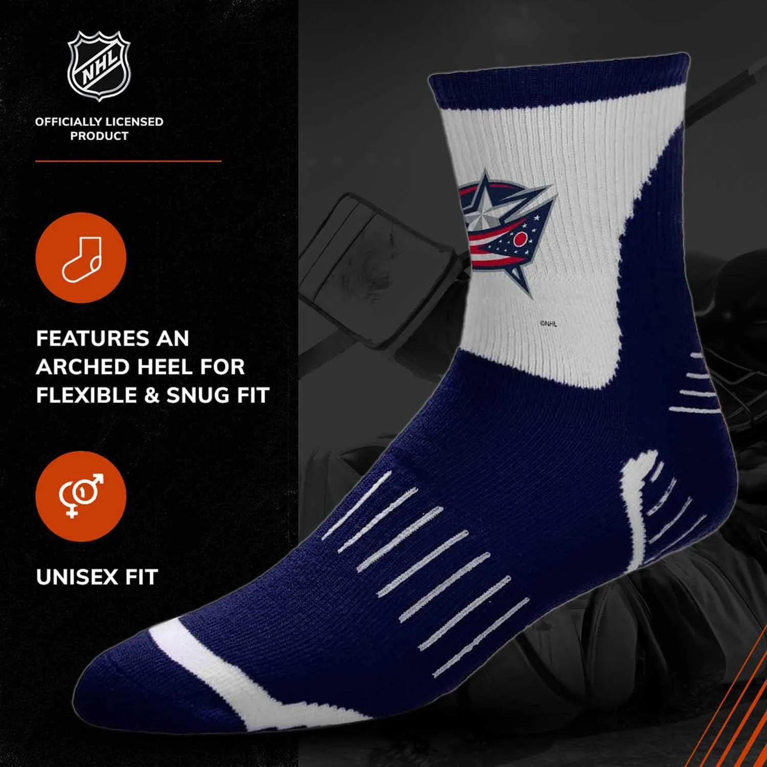For Bare Feet NHL Youth Surge Socks - All Weather Performance - Machine Washable - Boys & Girls - Comfortable socks for Game