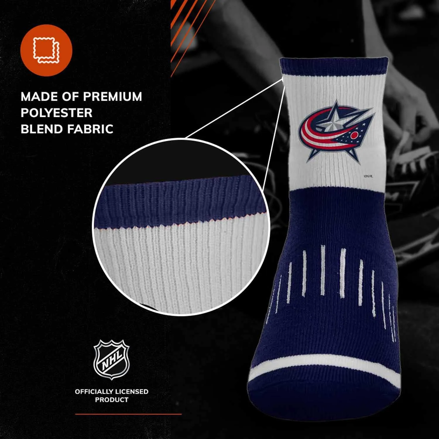 For Bare Feet NHL Youth Surge Socks - All Weather Performance - Machine Washable - Boys & Girls - Comfortable socks for Game