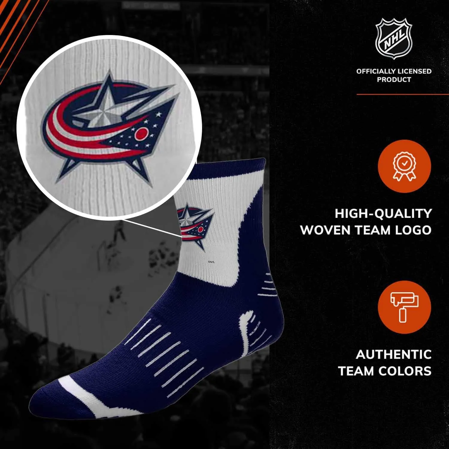 For Bare Feet NHL Youth Surge Socks - All Weather Performance - Machine Washable - Boys & Girls - Comfortable socks for Game