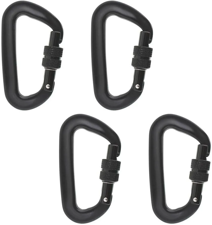 for Carabiners Clip Set 4 Pcs of 3.2 Inch Locking D Ring Shape Clips 12KN Rock Climb