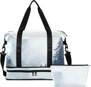 Forest Elk Milu Deer Gym Bag for Women & Men,Duffel Bag with Shoe Pocket,Weekender Overnight Bag with Trolley Sleeve for Travel 21215947