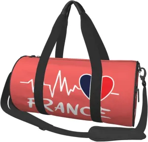 France Heartbeat Duffel Bag Gym Bag Travel Sports Tote Large Foldable Beach Swim Yoga5
