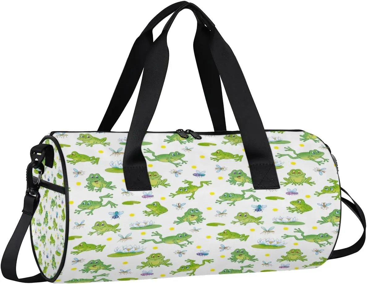 Frog Mosquito Travel Gym Bag Waterproof Sport Dance Bag for Women Men Portable Gymnastics Duffel Bags Canvas Tote Carry on Handbag for Workout Overnight Weekender