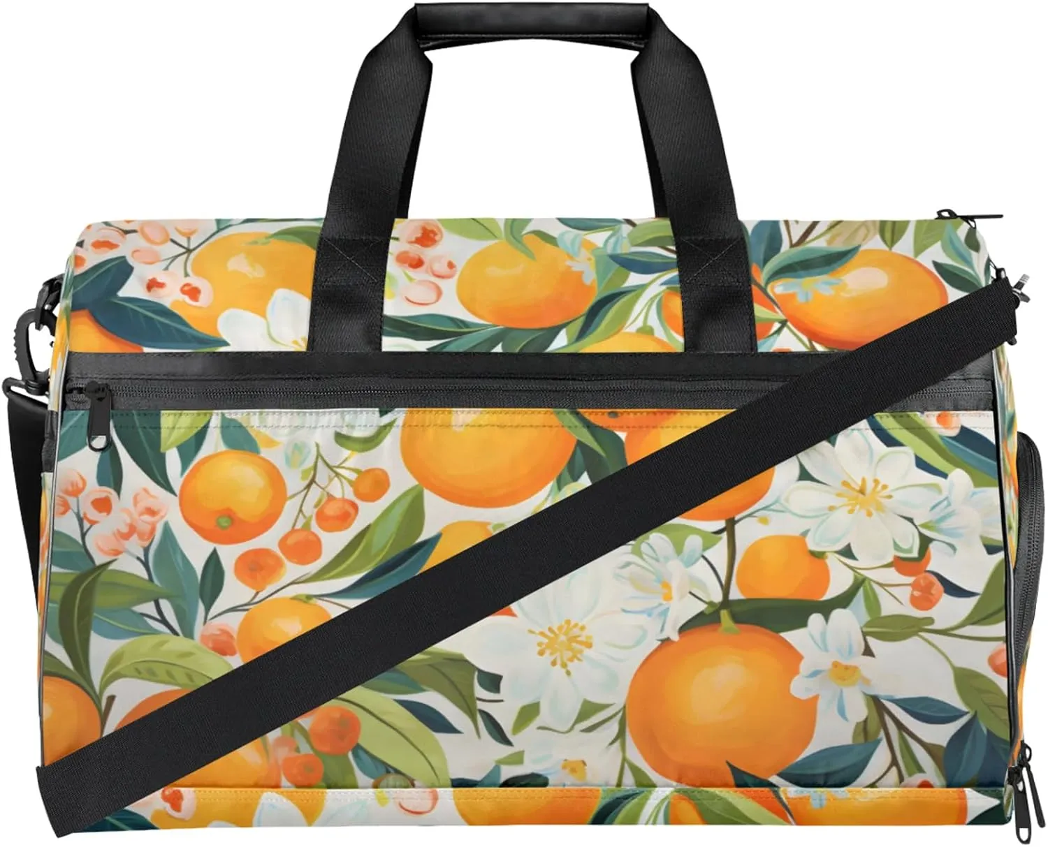 Fruit Gym Bag for Womens Mens with Shoes Compartment, Oranges Duffle Bag for Airplane Sport Gym Tote Bags Yoga Waterproof Weekender Travel Bag