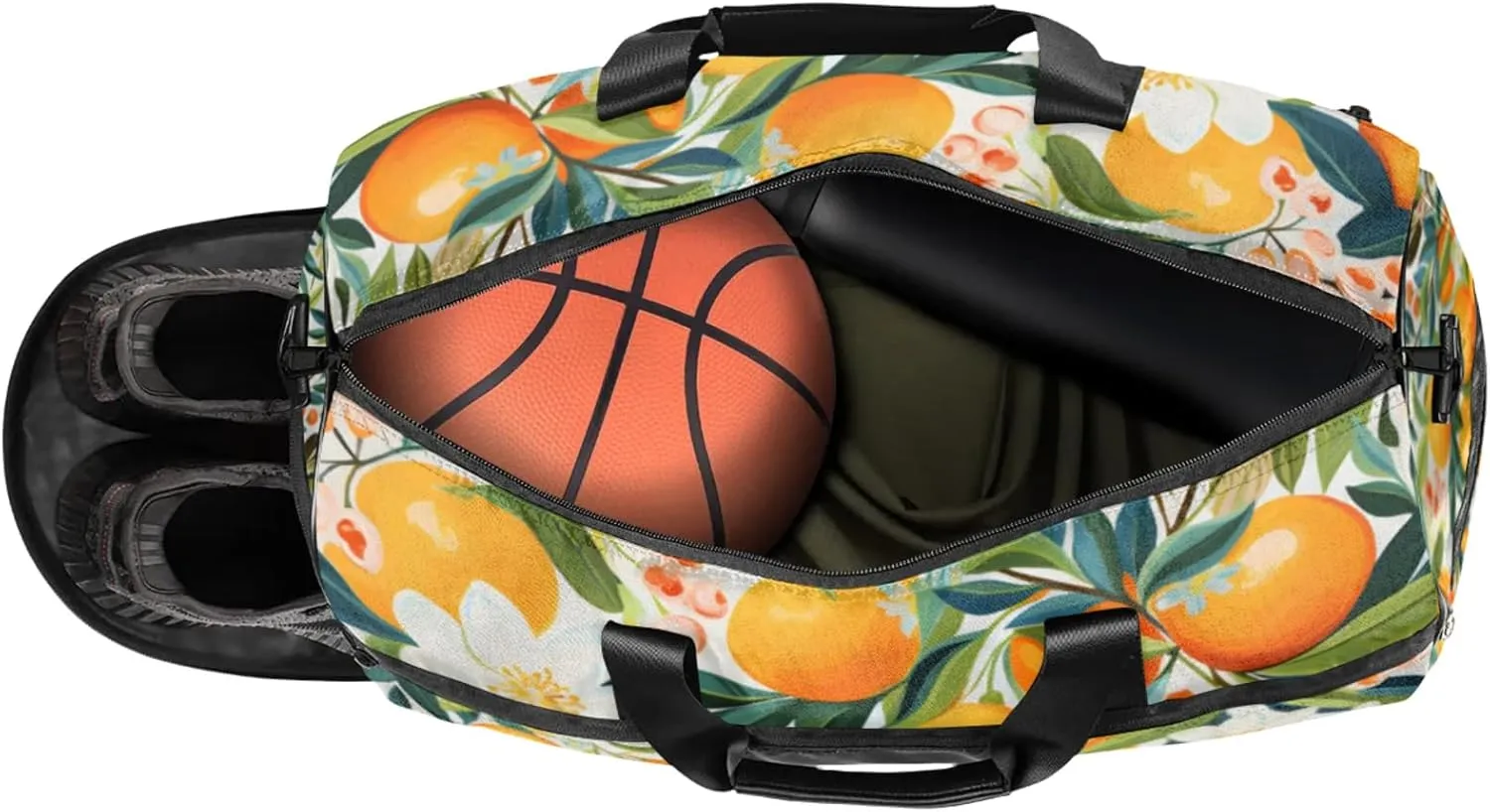 Fruit Gym Bag for Womens Mens with Shoes Compartment, Oranges Duffle Bag for Airplane Sport Gym Tote Bags Yoga Waterproof Weekender Travel Bag