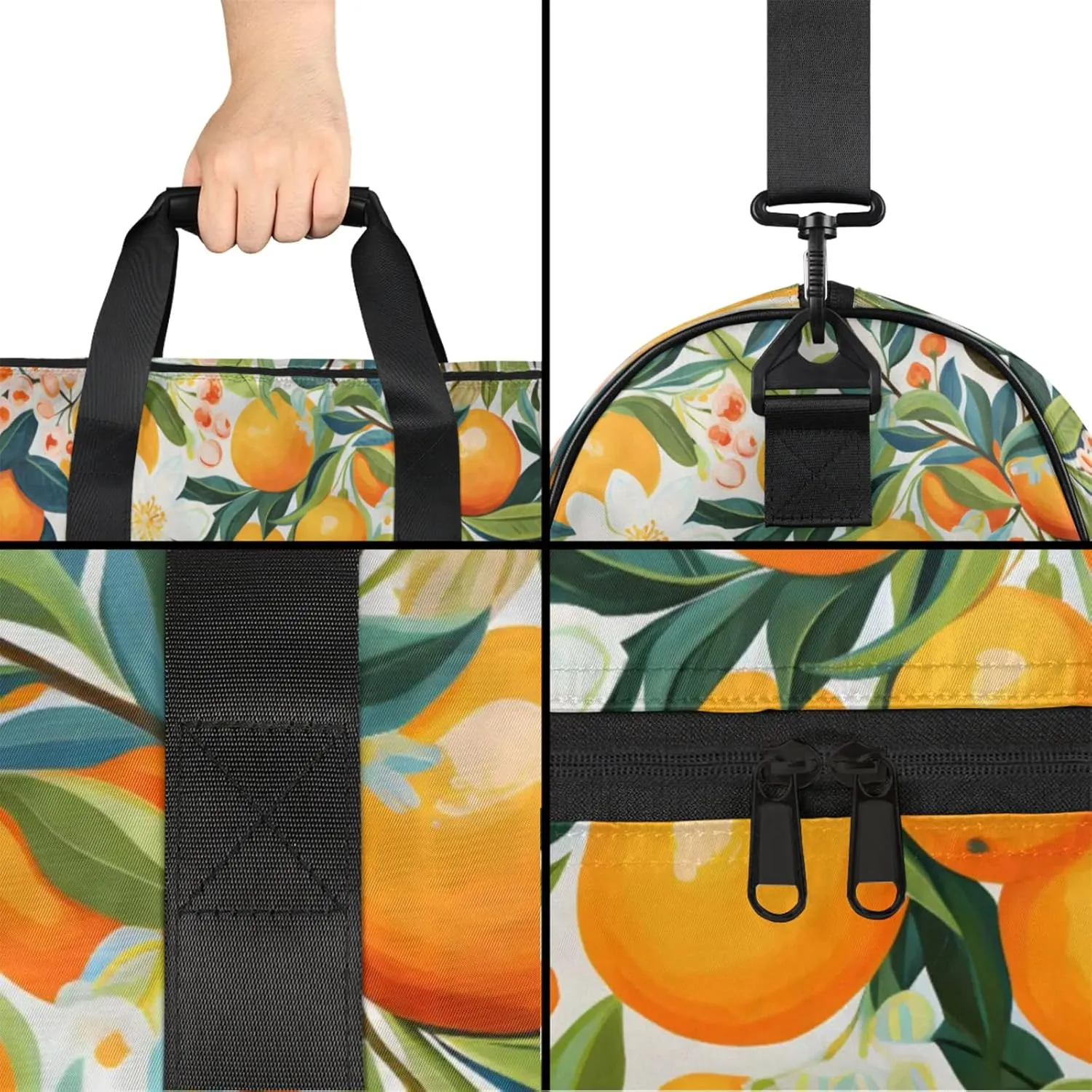 Fruit Gym Bag for Womens Mens with Shoes Compartment, Oranges Duffle Bag for Airplane Sport Gym Tote Bags Yoga Waterproof Weekender Travel Bag