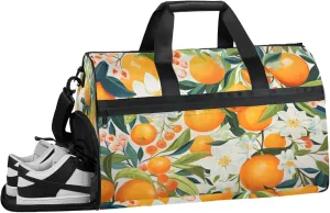 Fruit Gym Bag for Womens Mens with Shoes Compartment, Oranges Duffle Bag for Airplane Sport Gym Tote Bags Yoga Waterproof Weekender Travel Bag