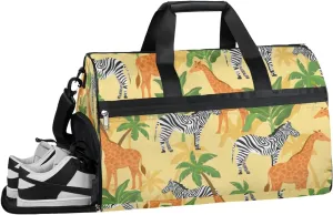 Fun African Texture Gym Bag for Women Duffle with Shoes Compartment Men Weekender Duffel Bags for Travel Sports Swimming Overnight Dance