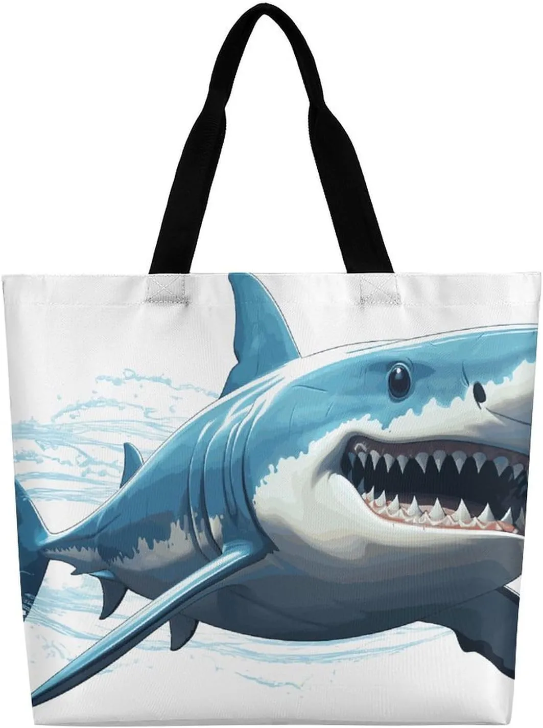 Funny Cartoon Pug Puppy Dog Tote Bag for Women Reusable Grocery Shoulder Bags Shopping Bag for Travel, Groceries