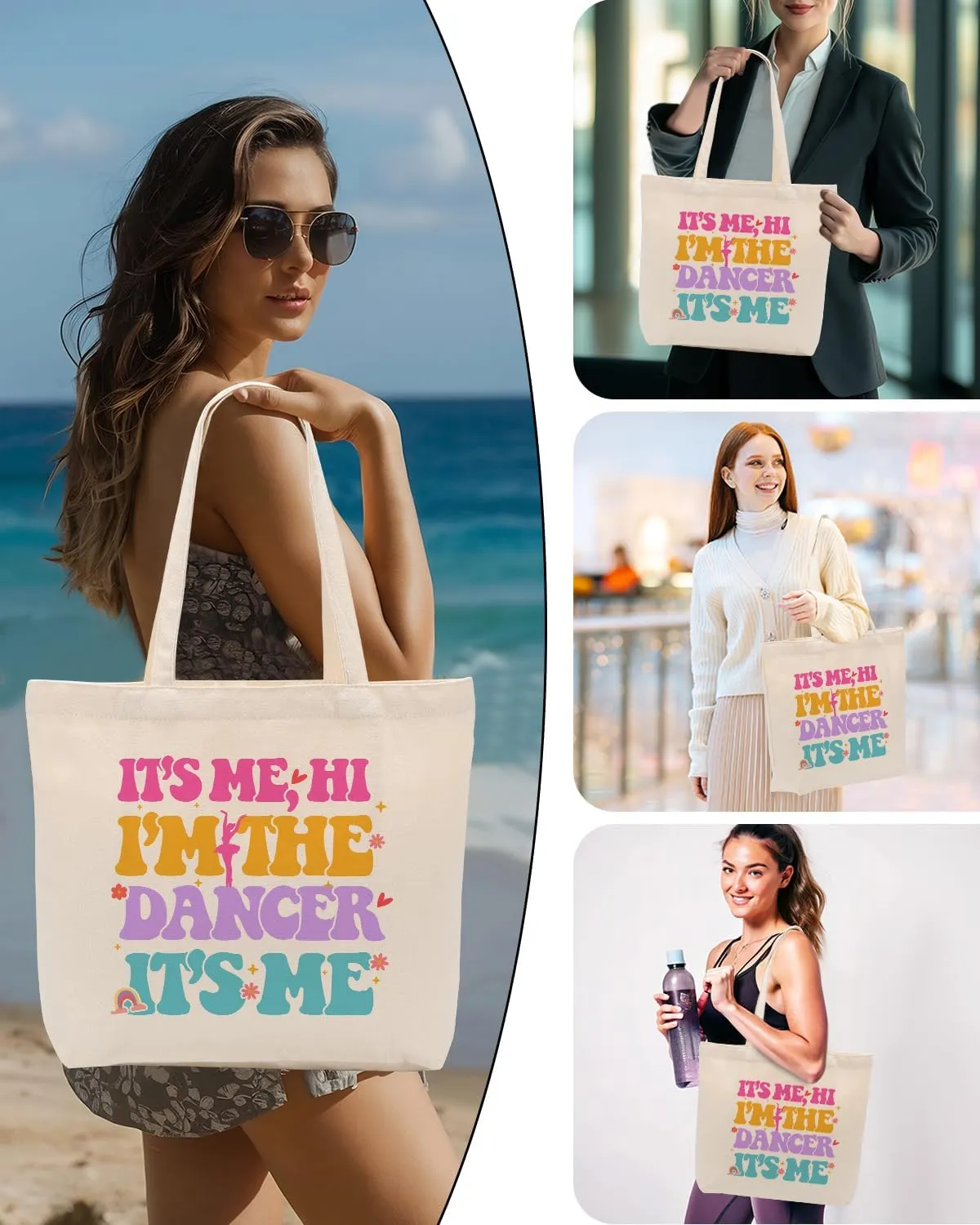Funny Law Teacher Dancer Nurse Coach Gymnast Canvas Tote Bag for Women Shopping Beach Work Christmas Birthday