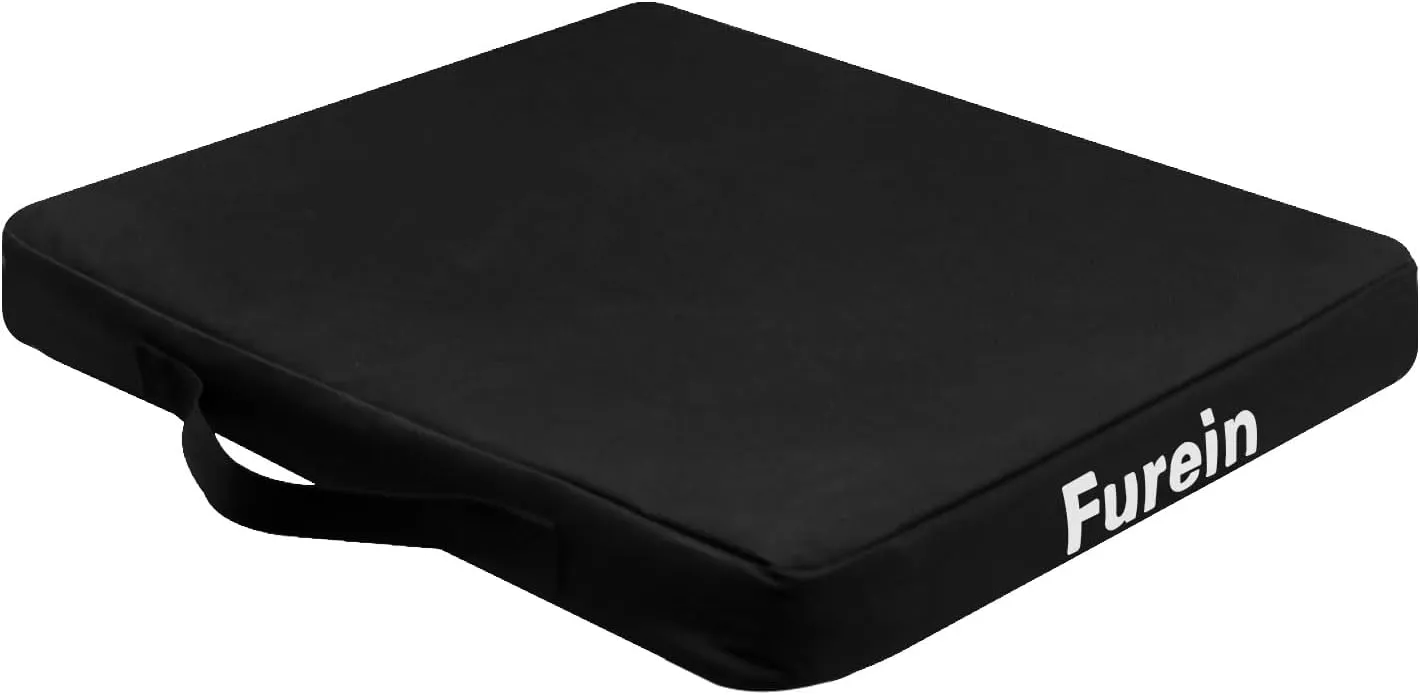 Furein Stadium Seat Cushion 1 Pack, Bleacher Cushion, Soft & Extra Thick, Portable, Polypropylene Fill, 16.9 x 13.8 x 1.97 inches, Black, Square, Medium Firmness, Indoor & Outdoor Use