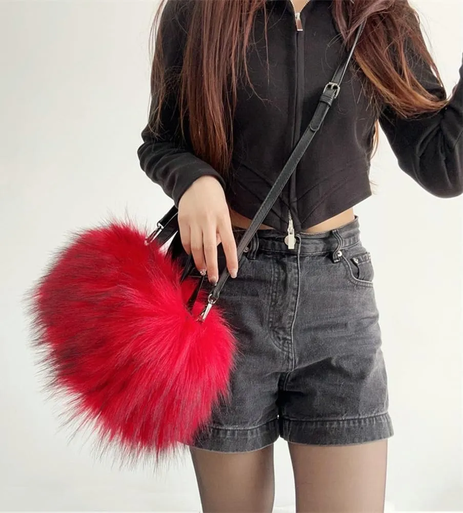 Furry Tote Bag for Women Faux Fur Shoulder Crossbody Bag Y2k Purse Fluffy Large Fuzzy Handbags Soft Top Handle Satchels
