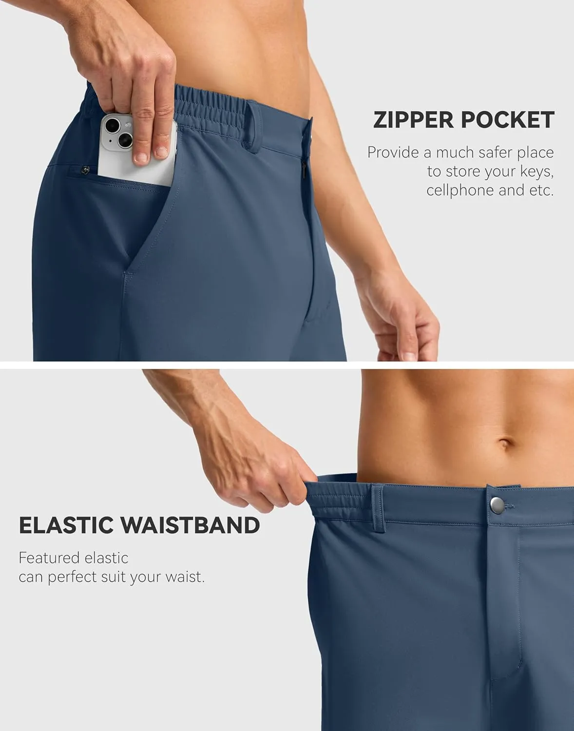 G Gradual Casual Shorts for Men 11" Lightweight Men's Golf Shorts Stretch with 3 Pockets Quick Dry Summer Breathable Shorts