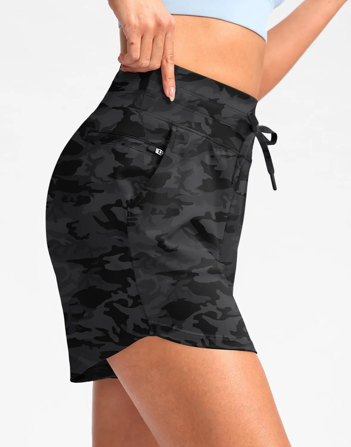 G Gradual Women's 5" Athletic Running Shorts with Zip Pockets Stretchy Quick Dry High Waisted for Workout Gym Hiking