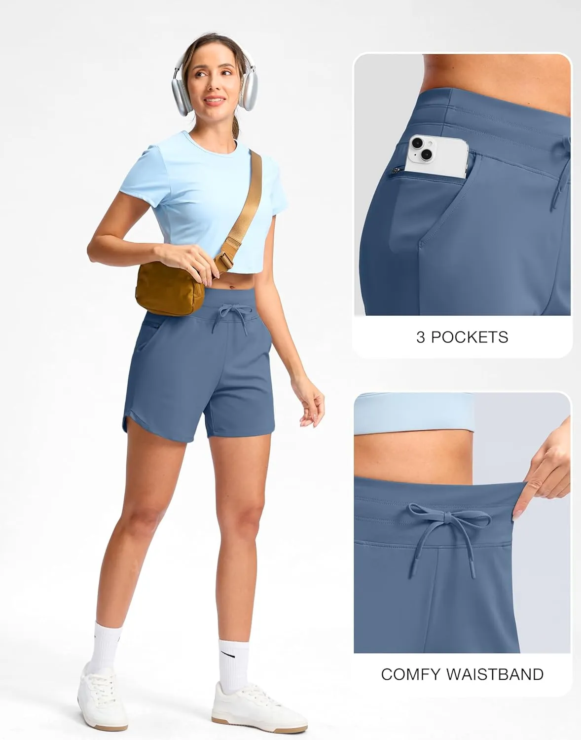 G Gradual Women's 5" Athletic Running Shorts with Zip Pockets Stretchy Quick Dry High Waisted for Workout Gym Hiking