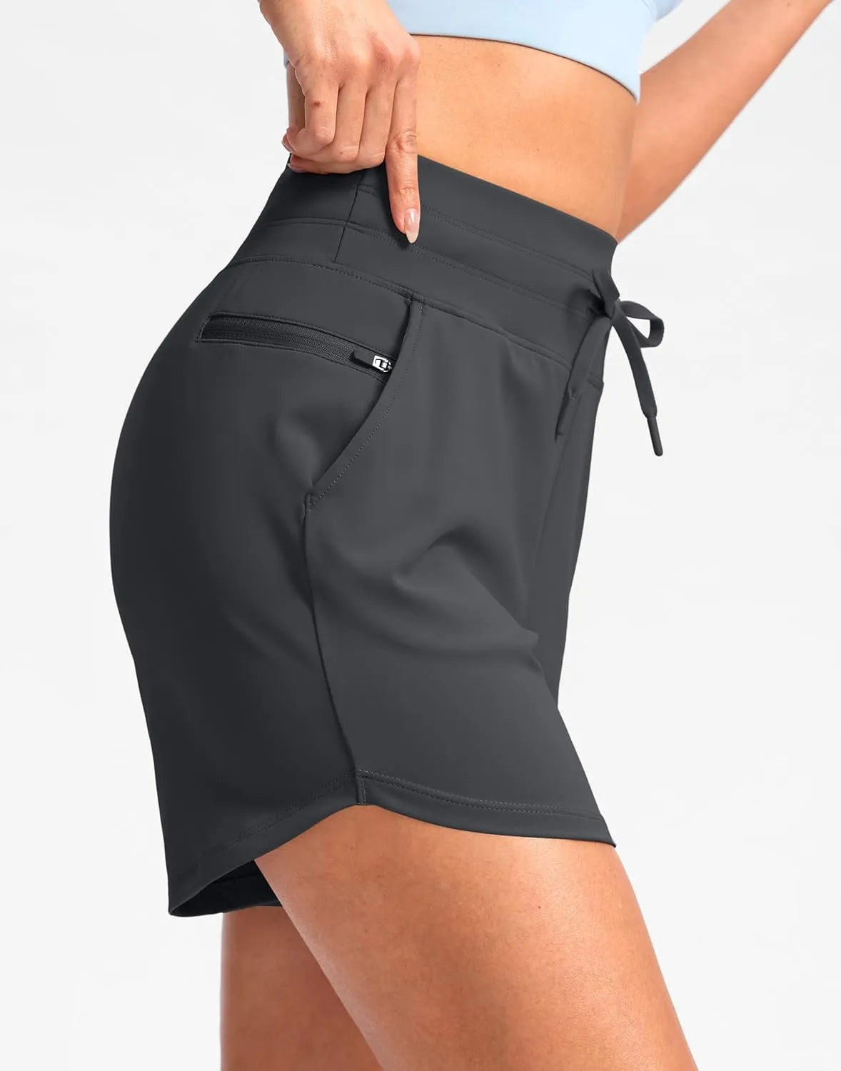 G Gradual Women's 5" Athletic Running Shorts with Zip Pockets Stretchy Quick Dry High Waisted for Workout Gym Hiking
