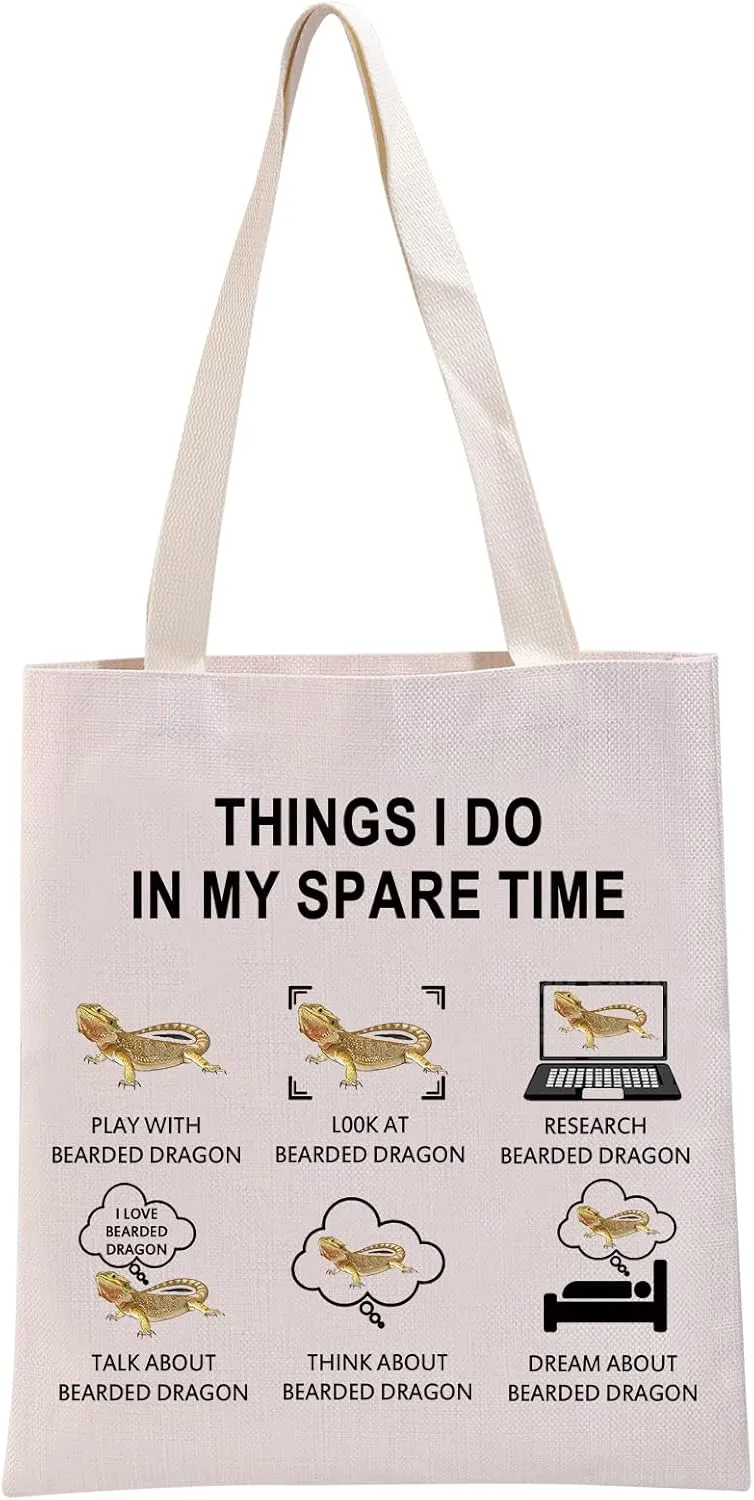 G2TUP Bearded Dragon Lover Gift Thins I Do in My Spare Time Bearded Dragon Tote Bag Bearded Dragon Mom Handbag