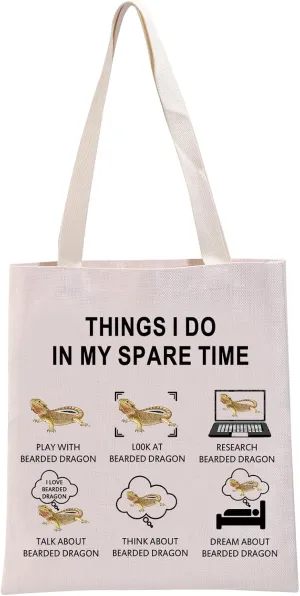 G2TUP Bearded Dragon Lover Gift Thins I Do in My Spare Time Bearded Dragon Tote Bag Bearded Dragon Mom Handbag