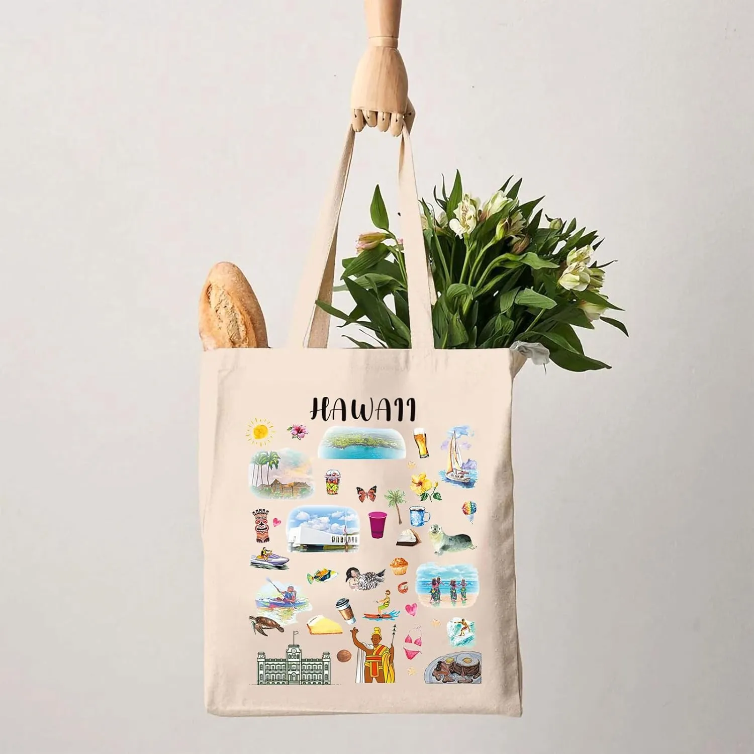 G2TUP Hawaii State Souvenirs Gift Hawaii Travel Tote Bag White 14.56" x 12.59" Unisex-Adults
