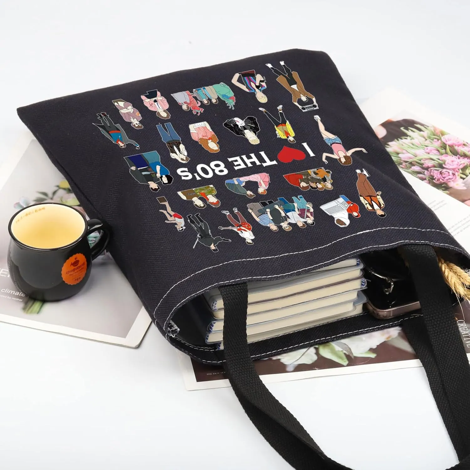 G2TUP I Love The 80's Tote Bag - 80's Movies Lover Fan Handbag Gift