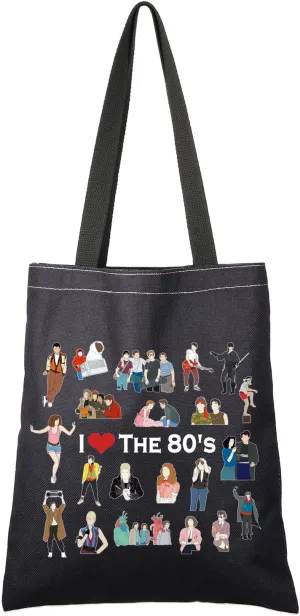 G2TUP I Love The 80's Tote Bag - 80's Movies Lover Fan Handbag Gift