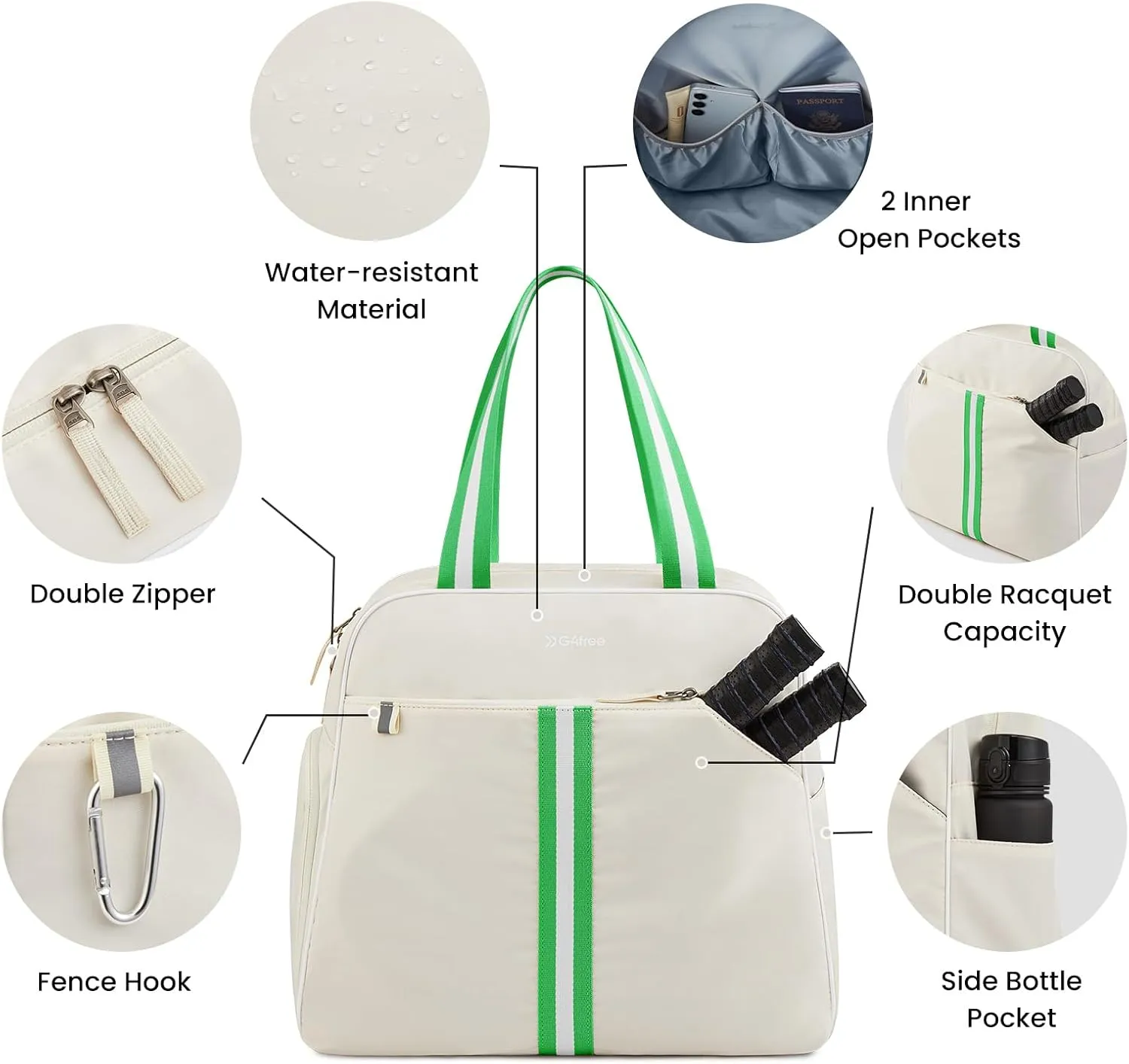 G4Free Pickleball Bag, Pickleball Bag Tote for Women and Men