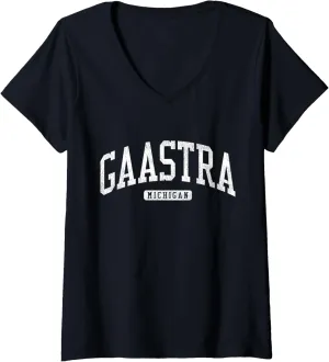 Gaastra Michigan MI JS03 College University Style V-Neck T-Shirt