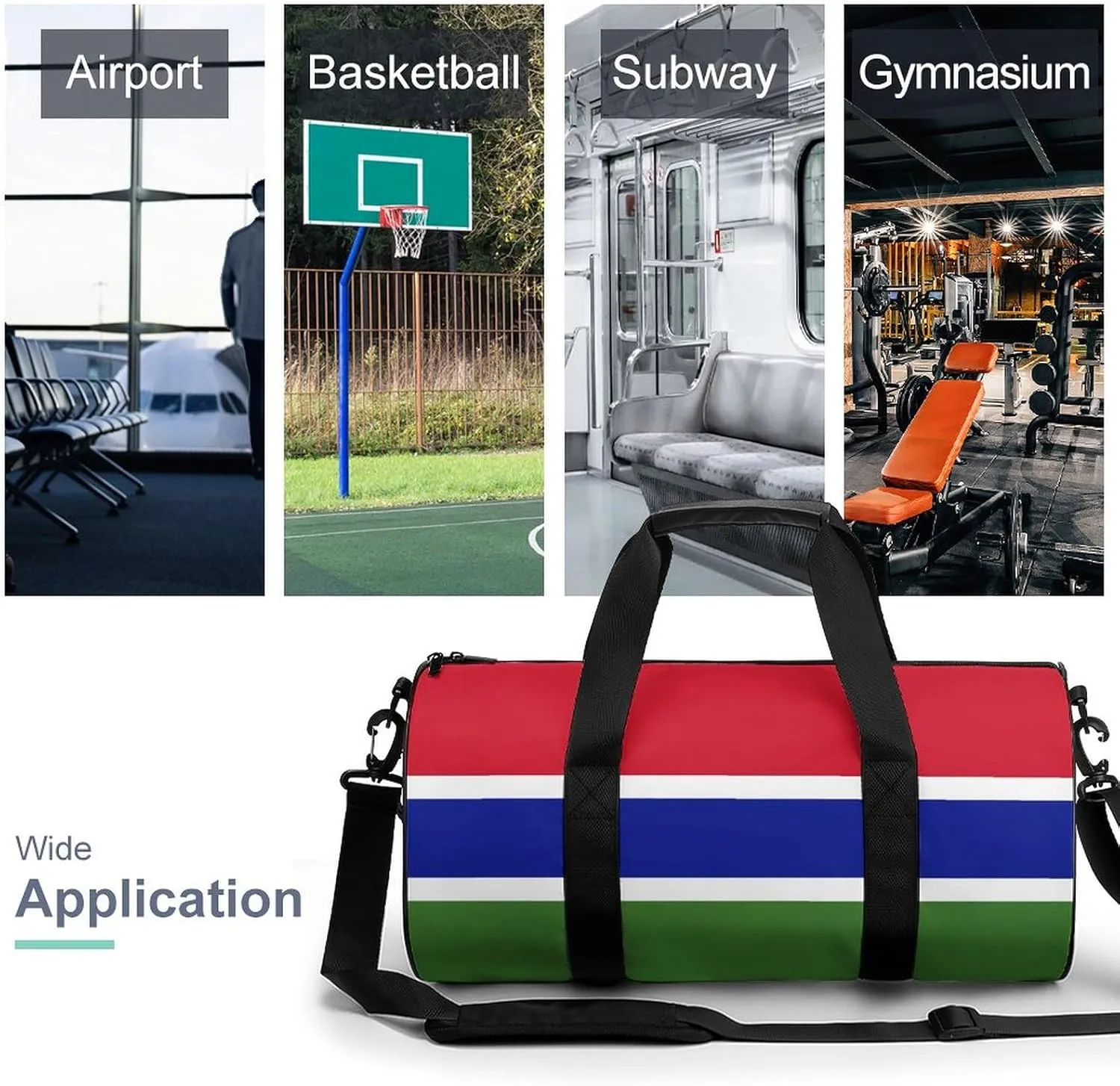 Gambia Flag Gym Bag with Wet Pocket Travel Duffel for Boys Girls Weekender Overnight