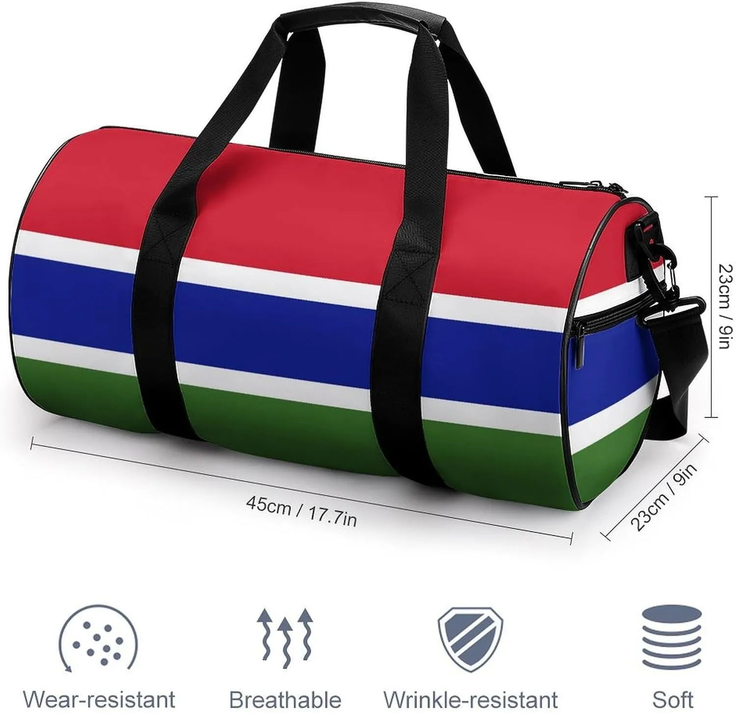 Gambia Flag Gym Bag with Wet Pocket Travel Duffel for Boys Girls Weekender Overnight