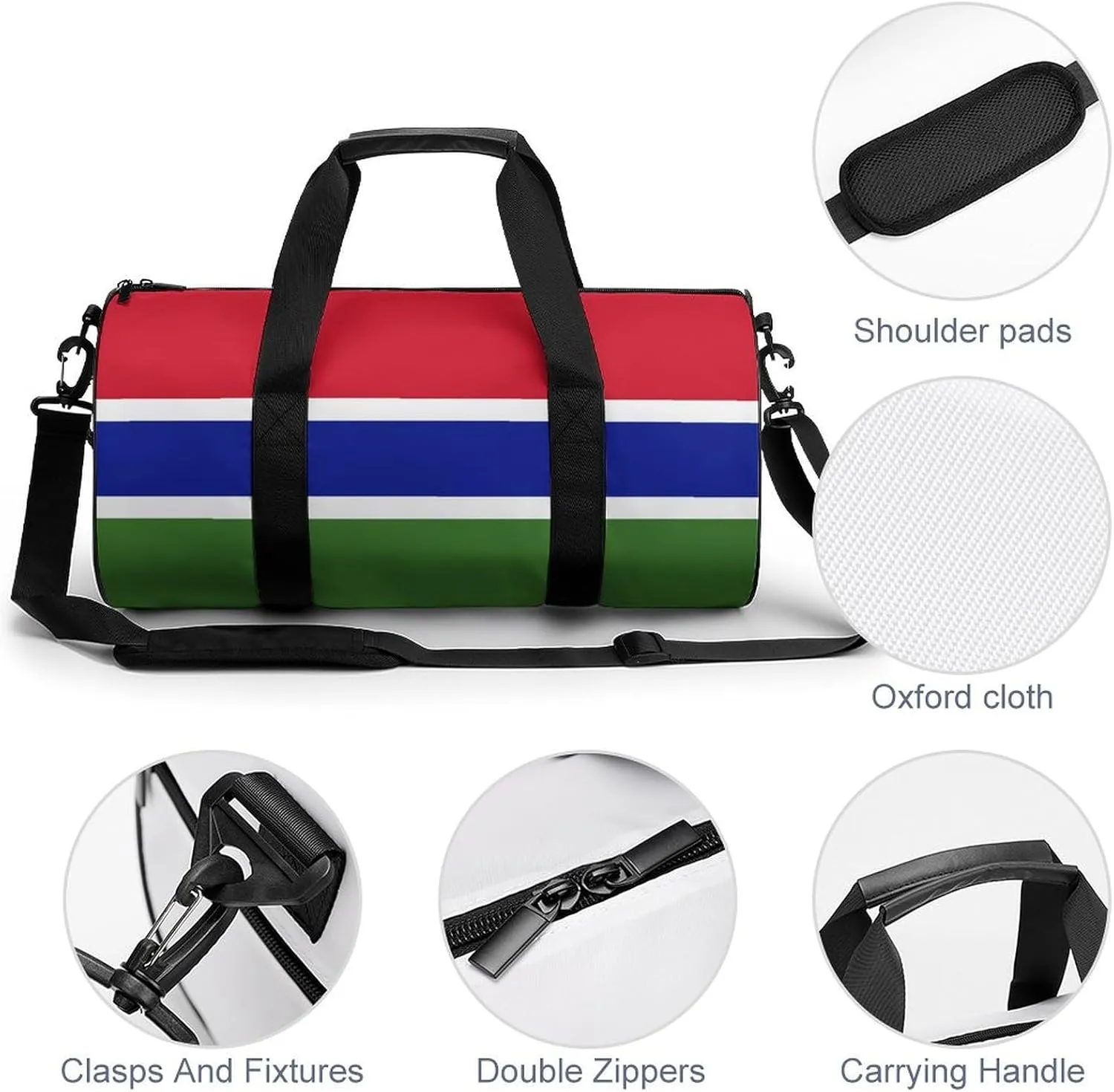 Gambia Flag Gym Bag with Wet Pocket Travel Duffel for Boys Girls Weekender Overnight