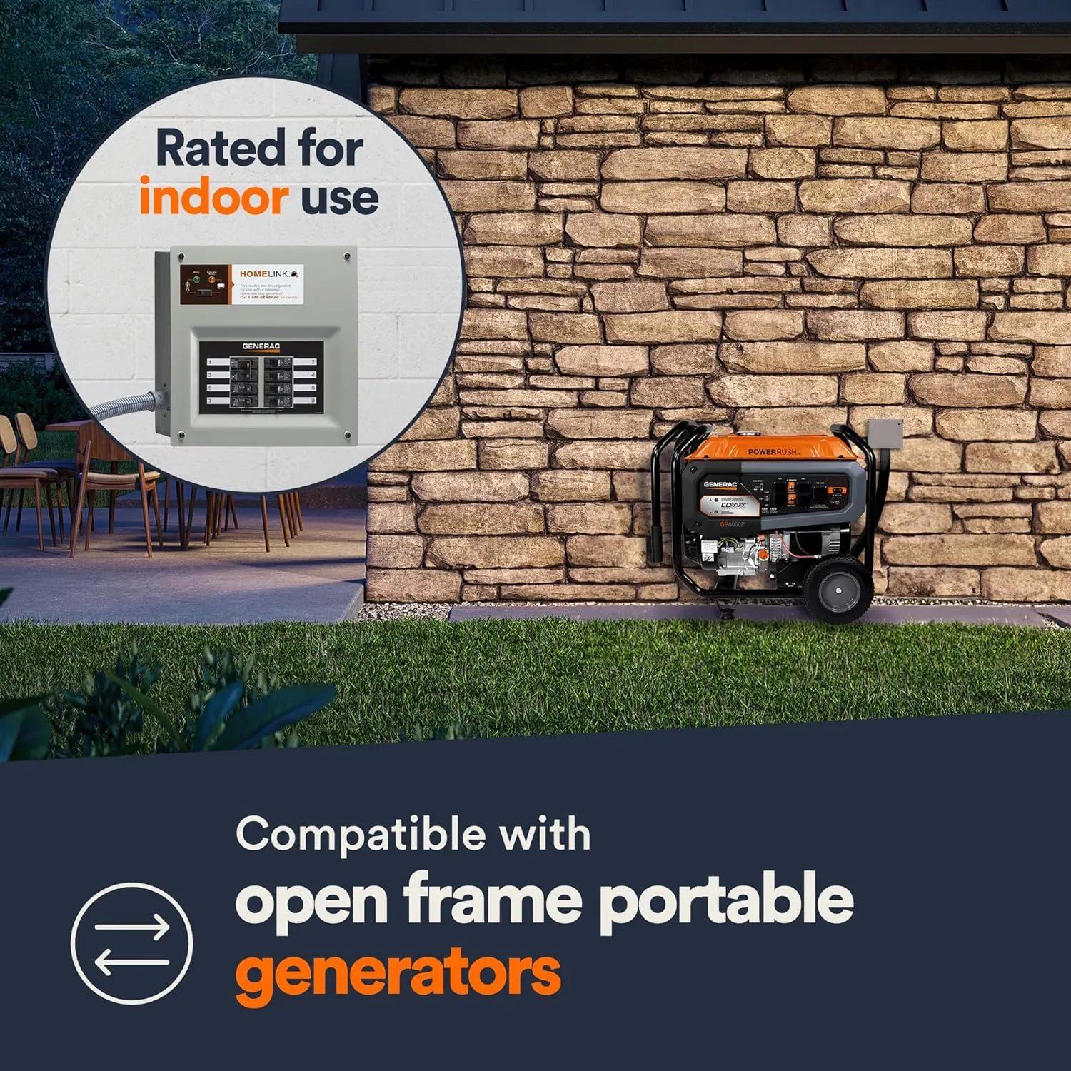 Generac 6853 HomeLink Upgradeable 30 Amp Transfer Switch Kit - Reliable Power Solution for Homes - 10' Cord and Resin Power Inlet Box