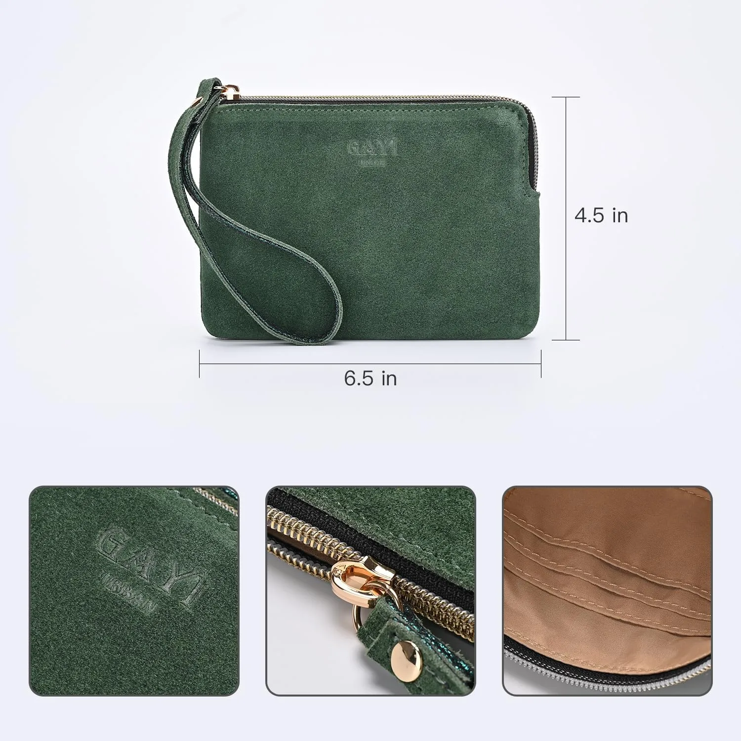 Genuine Leather 4.5 x 6.5 Wristlet Purse for Women, Evening Wristlet Pouch Clutch Bag