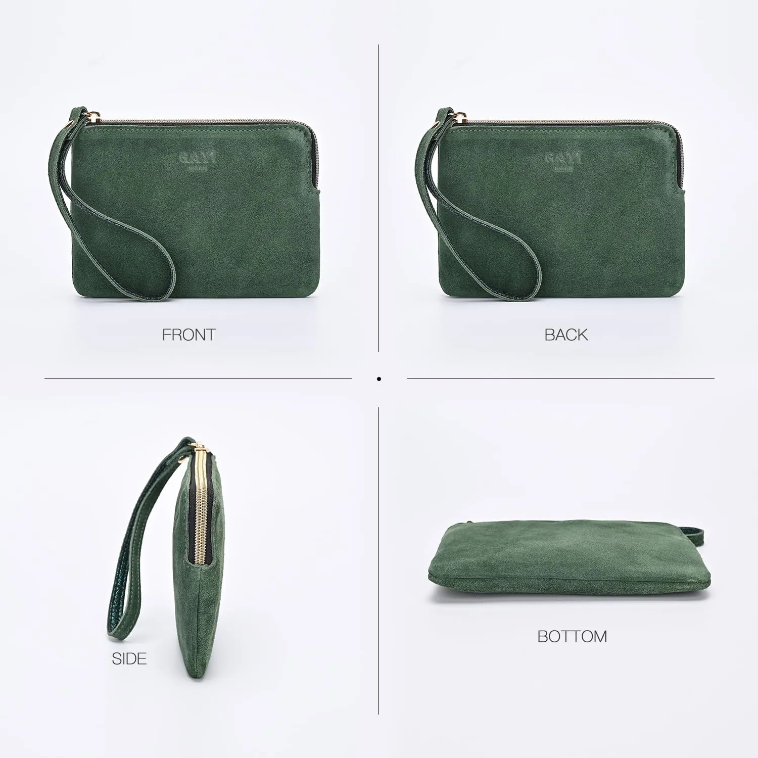 Genuine Leather 4.5 x 6.5 Wristlet Purse for Women, Evening Wristlet Pouch Clutch Bag