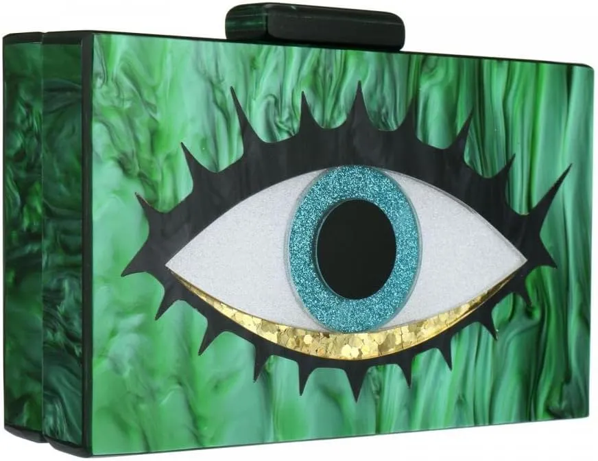 Gets Acrylic Clutch Purses for Women Evening Bag Eyes Multicolor Perspex Box Clutch Glitter Purse Handbags Crossbody Bag