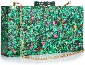 Gets Acrylic Purses and Handbags for Women Multicolor Perspex Geometric Patterns Box Clutch Banquet Evening Crossbody Handbag