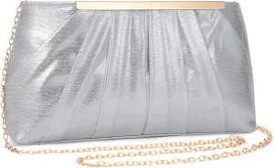 Gets Clutch Purses for Women Pleated Satin Evening Handbag for Formal Bridal Wedding Party Small Crossbody Bag with Chain