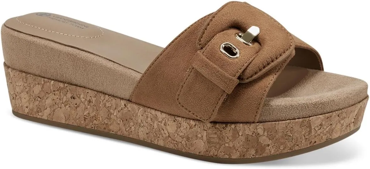 Giani Bernini Womens Ashllyn Faux Suede Cork Wedge Sandals