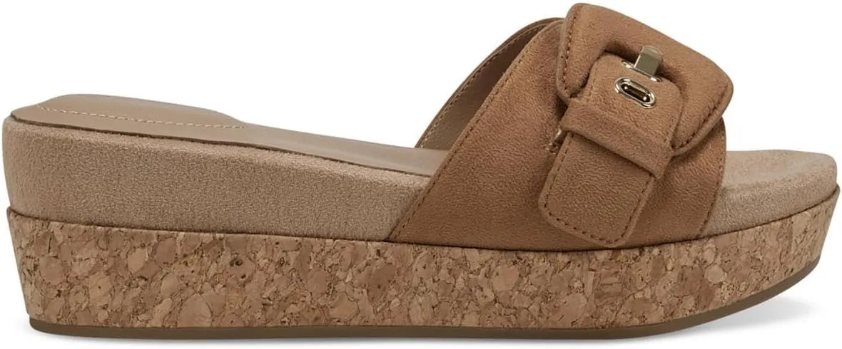 Giani Bernini Womens Ashllyn Faux Suede Cork Wedge Sandals