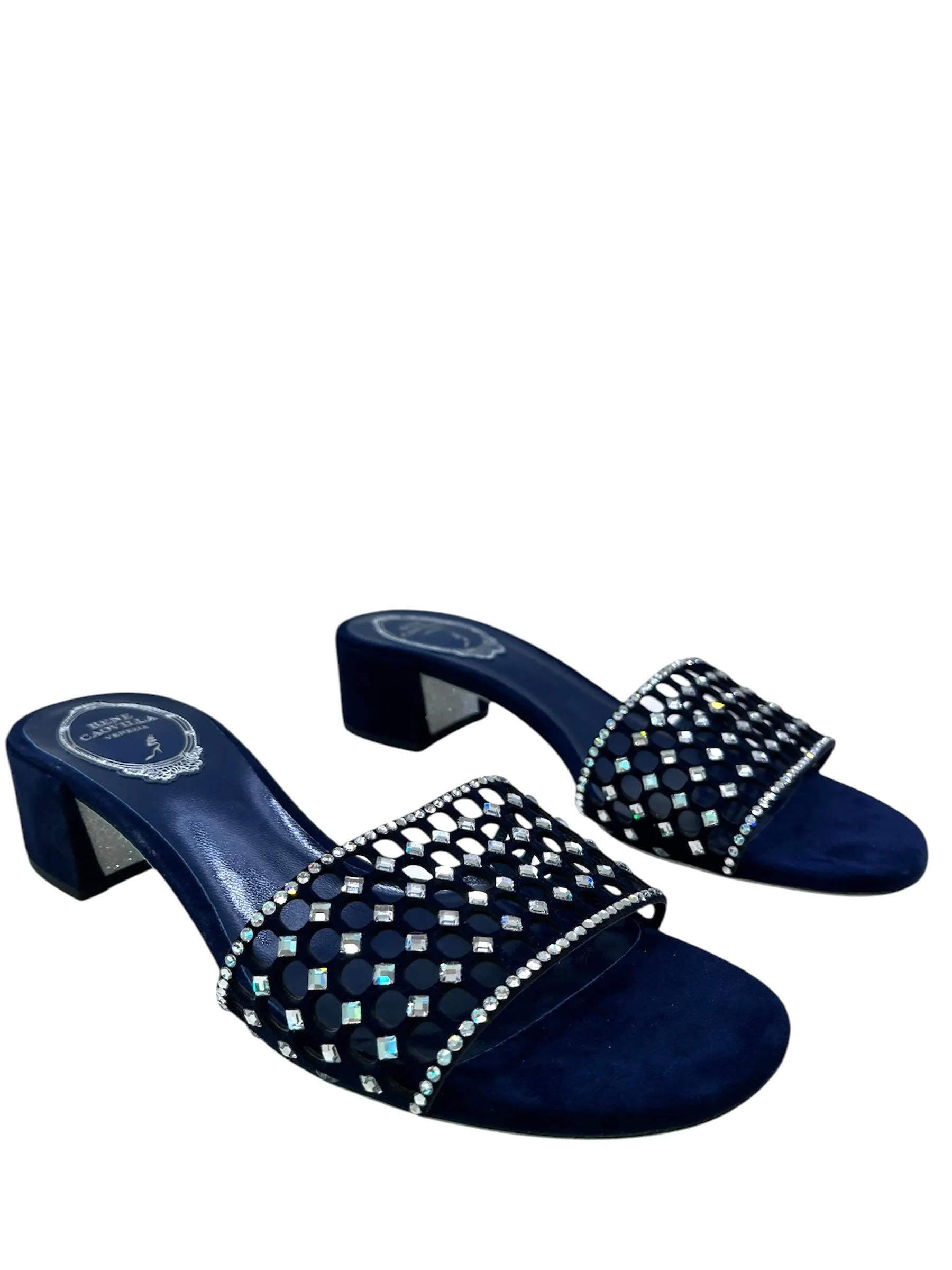 Ginger Navy Strass Slip-On Sandals