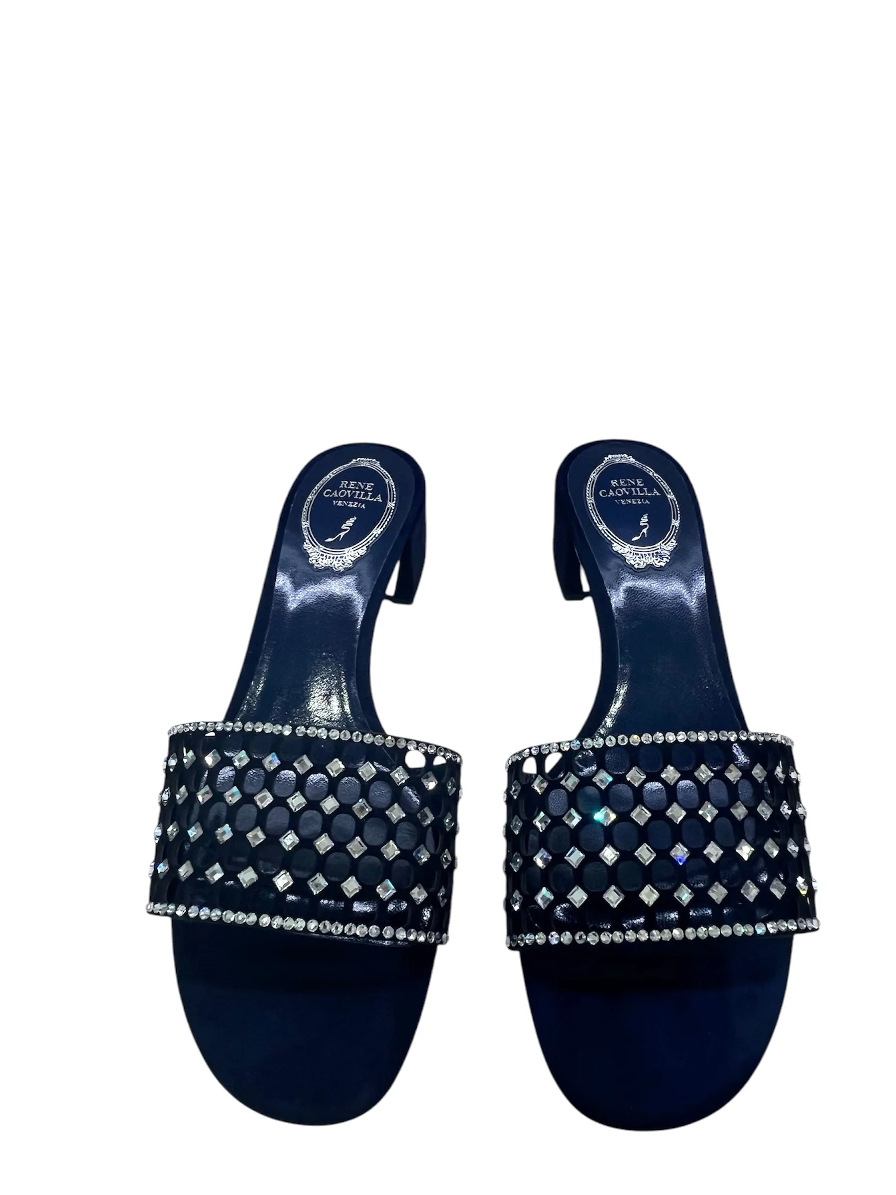 Ginger Navy Strass Slip-On Sandals