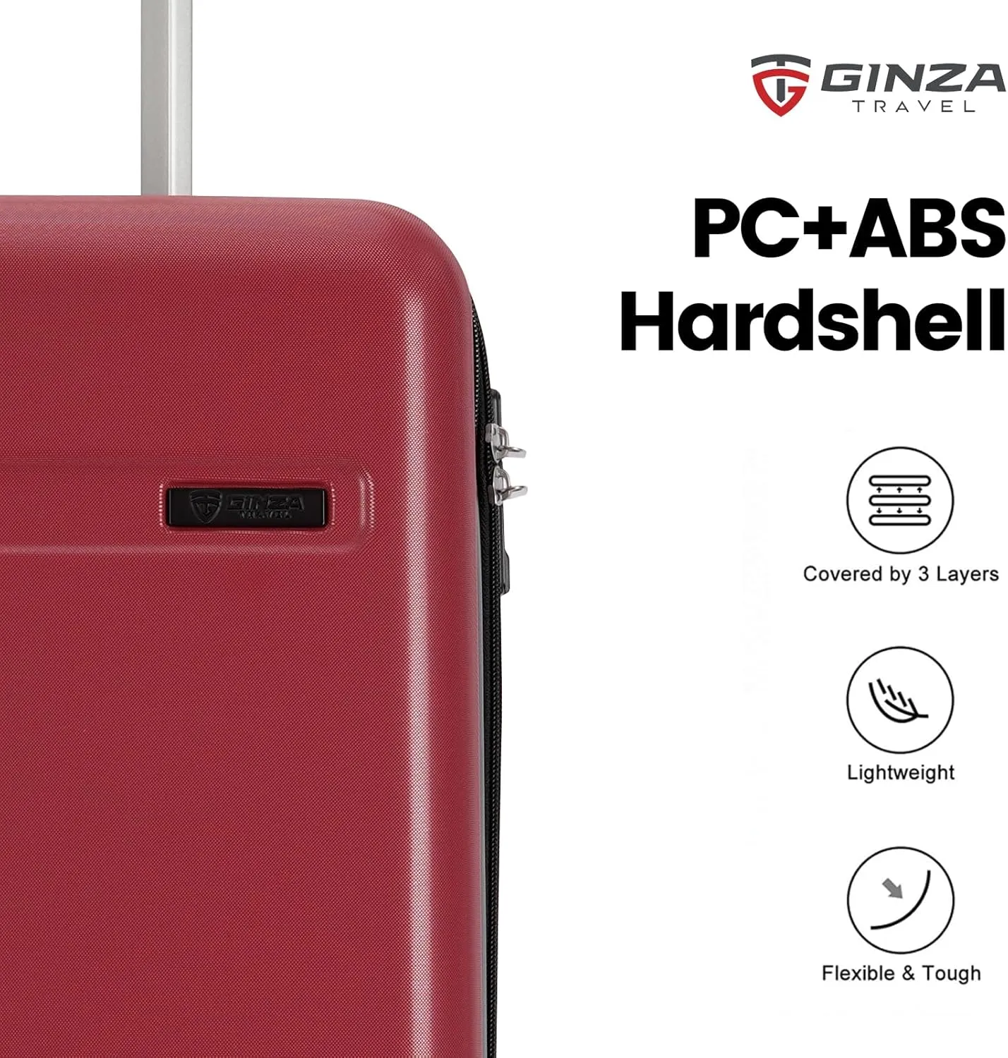GinzaTravel 2-Piece Luggage Sets Expandable Suitcases with 4 Wheels PC ABS Durable Hardside Luggage sets TSA lock (Red, 2-Piece Set(20"/29"))
