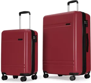 GinzaTravel 2-Piece Luggage Sets Expandable Suitcases with 4 Wheels PC ABS Durable Hardside Luggage sets TSA lock (Red, 2-Piece Set(20"/29"))