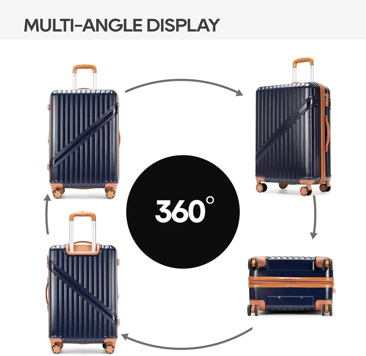 GinzaTravel Luggage Sets 3-Piece Expandable Suitcases with Wheels PC ABS Durable Hardside Luggage sets TSA lock