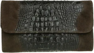 Girly HandBags Womens Crocodile Suede Clutch Bag