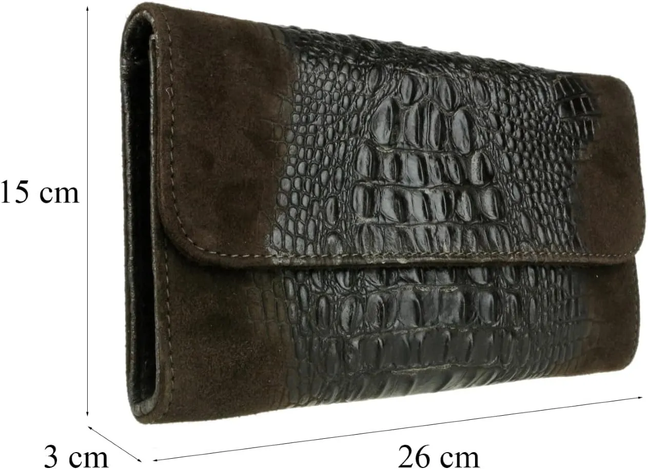 Girly HandBags Womens Crocodile Suede Clutch Bag