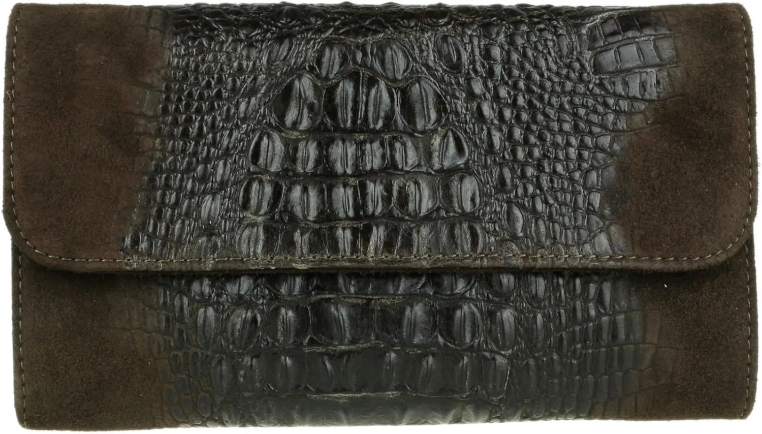 Girly HandBags Womens Crocodile Suede Clutch Bag